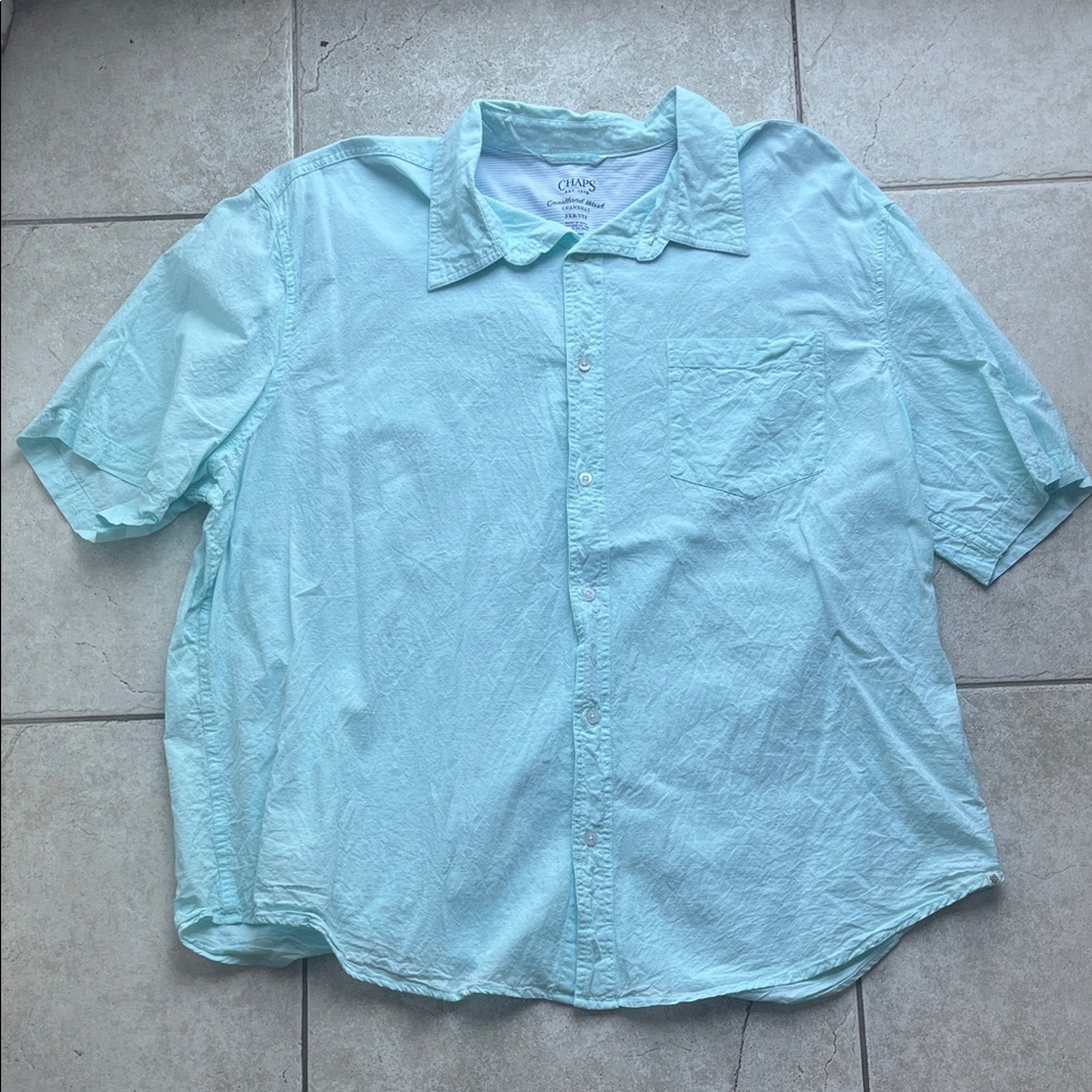 Chaps Men's Aqua  Button Down Shirt